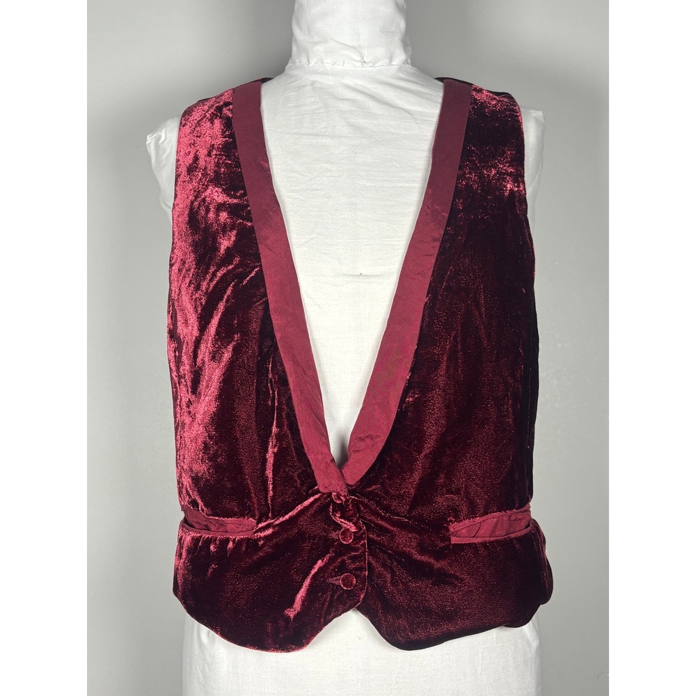 Free People Velvet Vest Burgundy Wine Red Adjustable Cinch Back